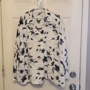 Crossover Front Abstract Floral Blouse - XXL